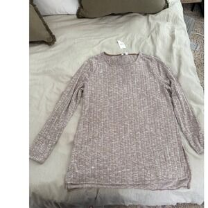 Cato JM Sportswear Top Tunic Womens Size M Long Sleeve Ribbed Knit Brown